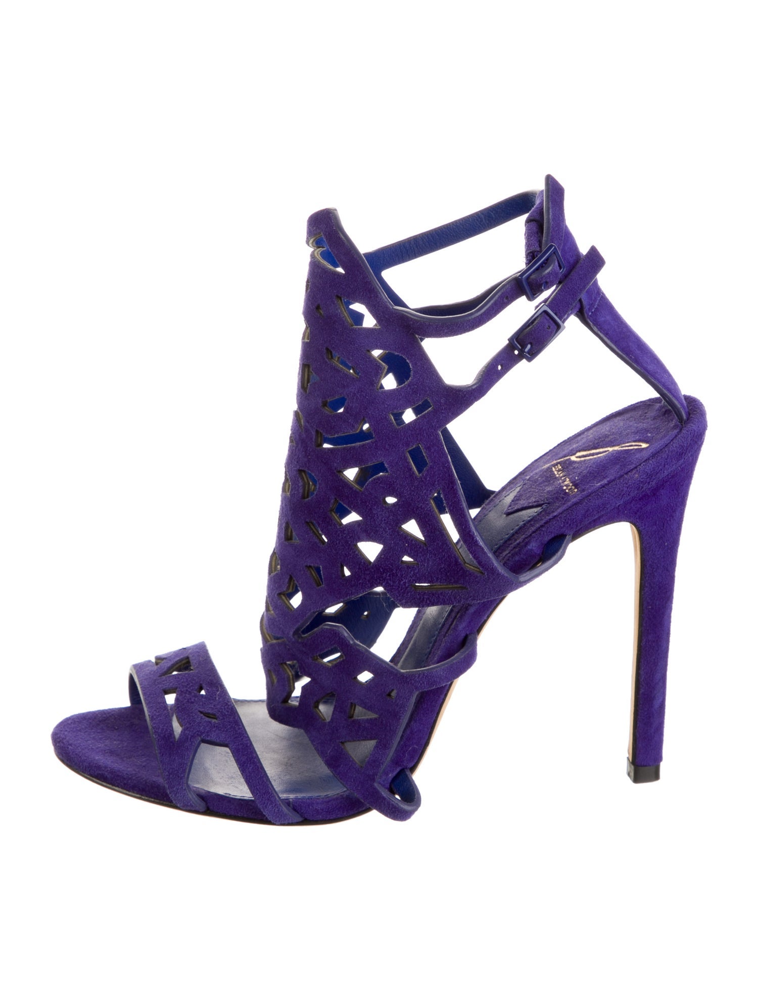 Brian Atwood Suede Lasercut Accents Gladiator Sandals