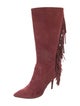 Brian Atwood Suede Fringe Trim Accent Boots