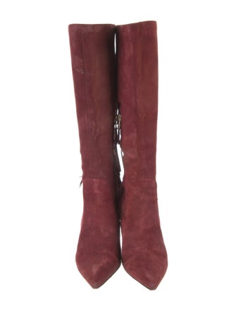 Brian Atwood Suede Fringe Trim Accent Boots