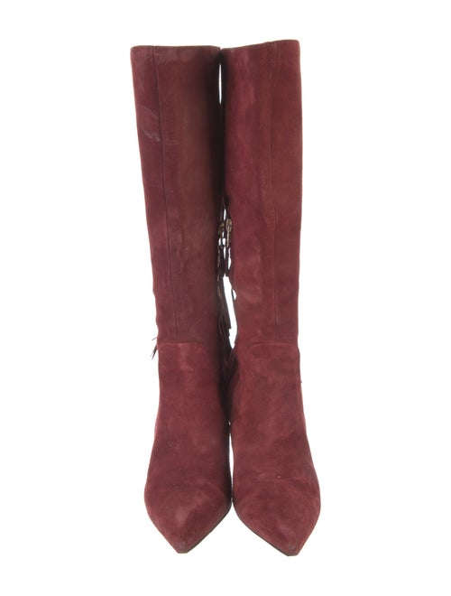 Brian Atwood Suede Fringe Trim Accent Boots