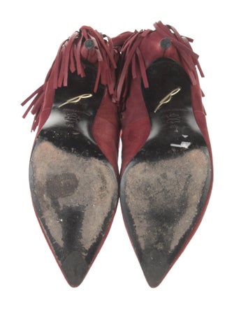 Brian Atwood Suede Fringe Trim Accent Boots