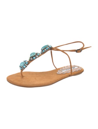 Brian Atwood Suede T-Strap Sandals