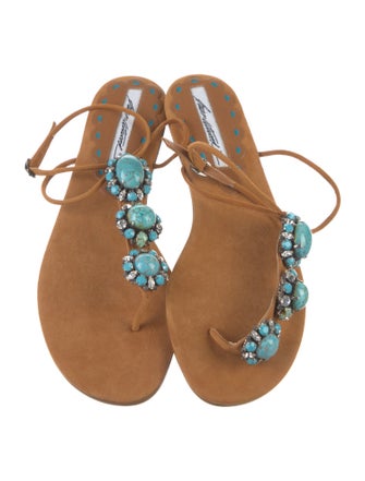 Brian Atwood Suede T-Strap Sandals