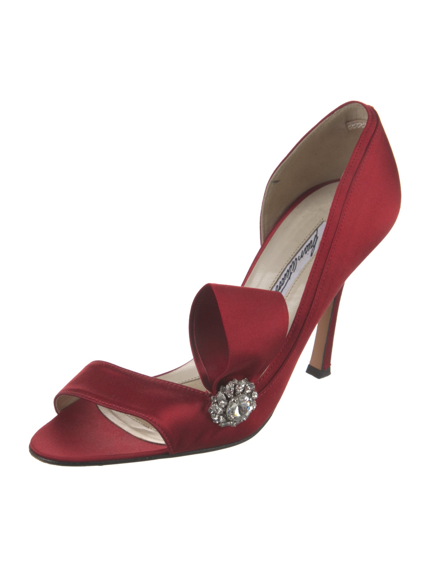 Brian Atwood Satin Crystal Embellishments Sandals