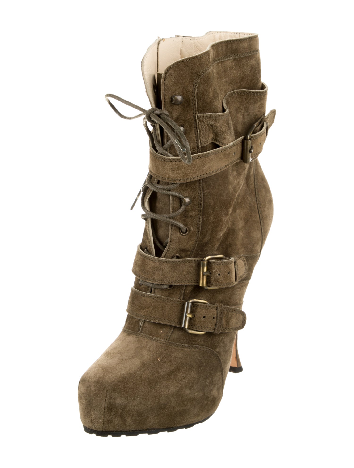 Brian Atwood Suede Lace-Up Boots