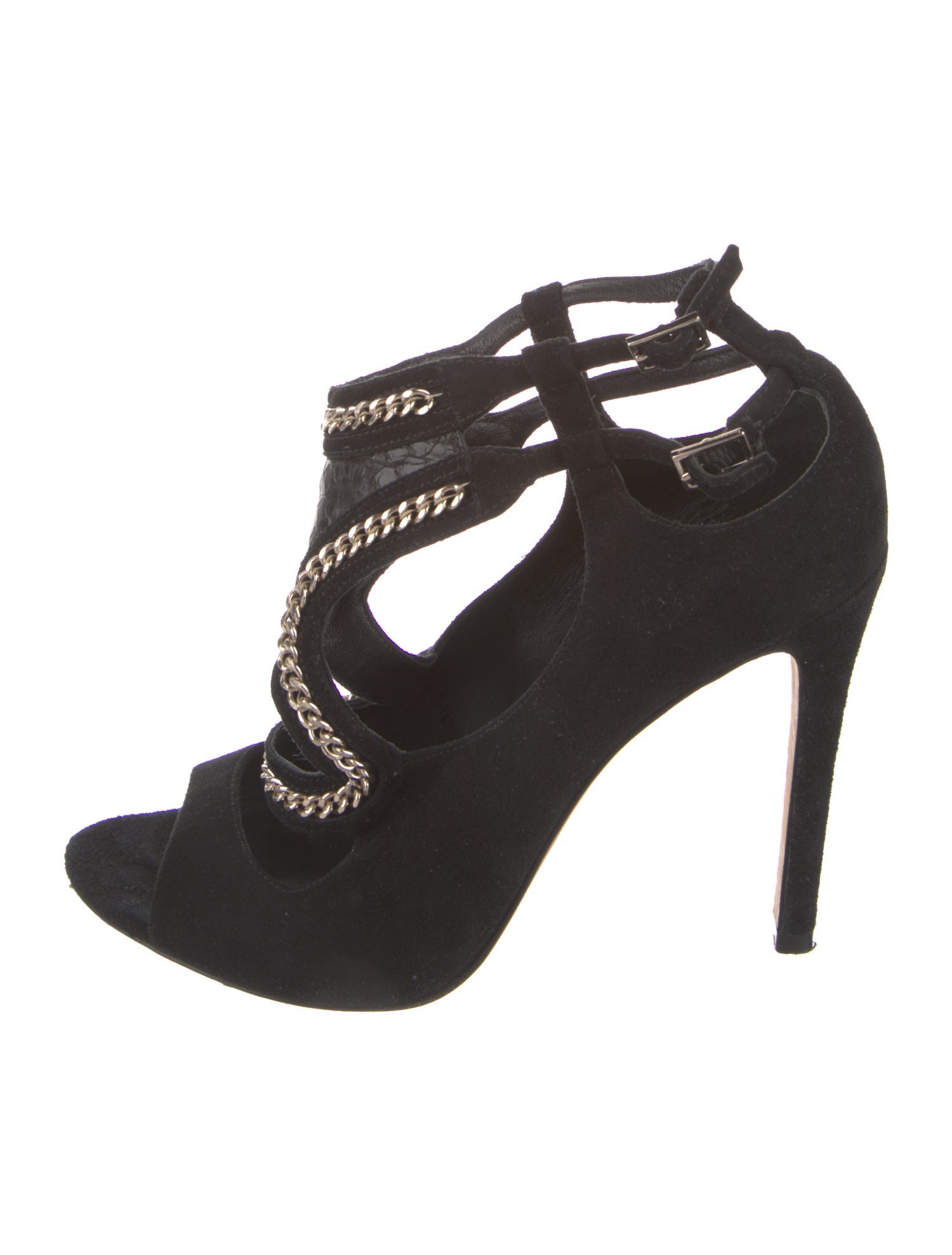 Brian Atwood Suede Chain-Link Accents Pumps
