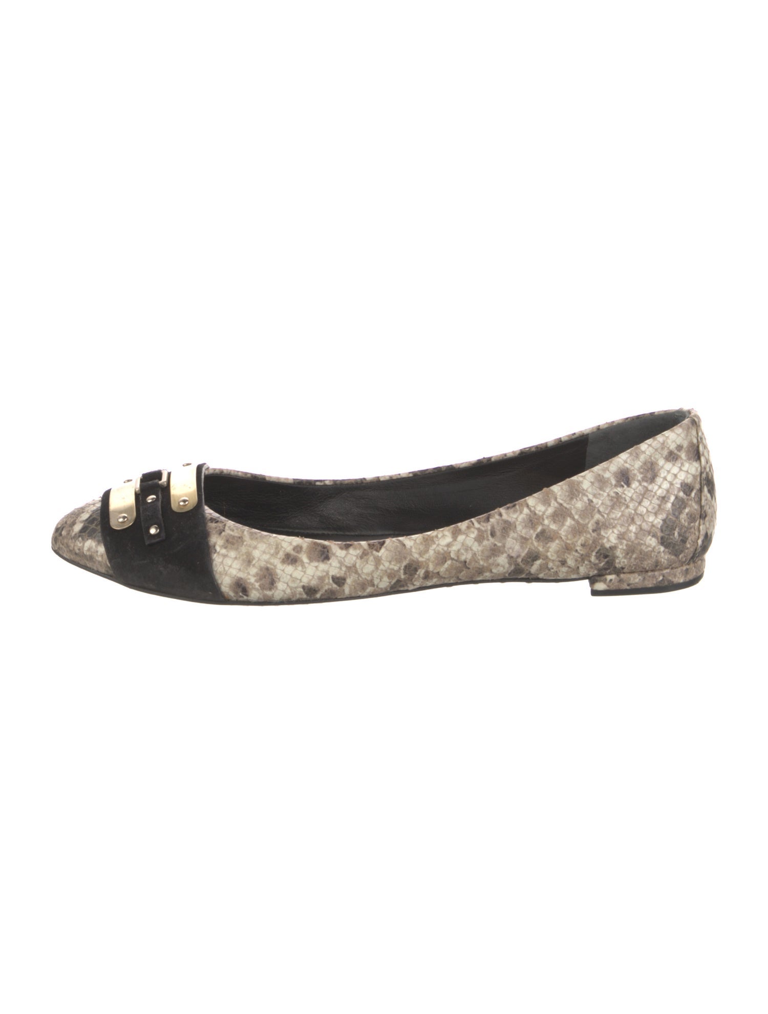 Brian Atwood Embossed Leather Animal Print Flats