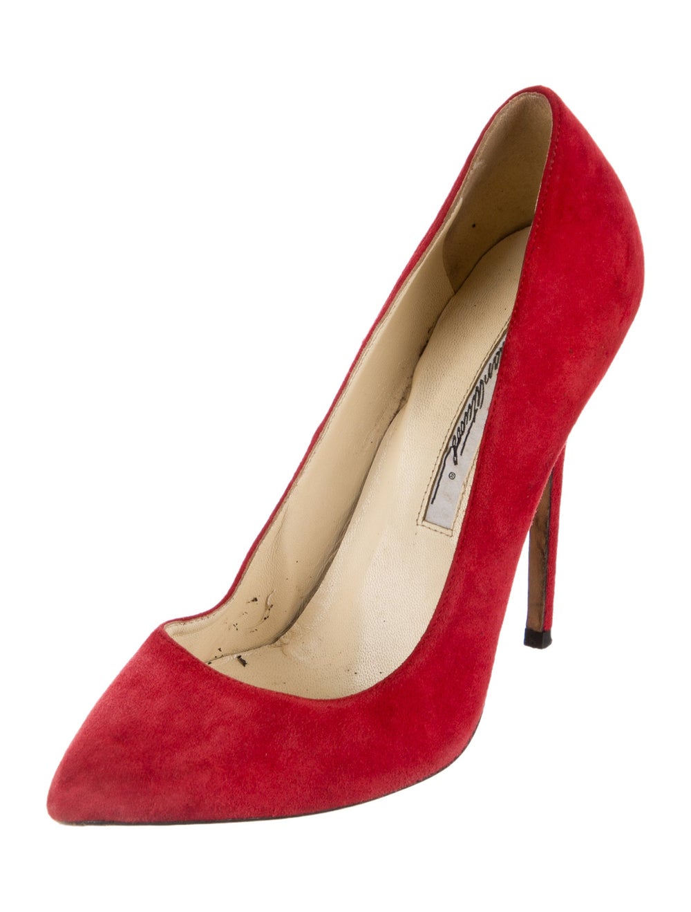 Brian Atwood Suede Pumps Red Pointed-Toes - image 2