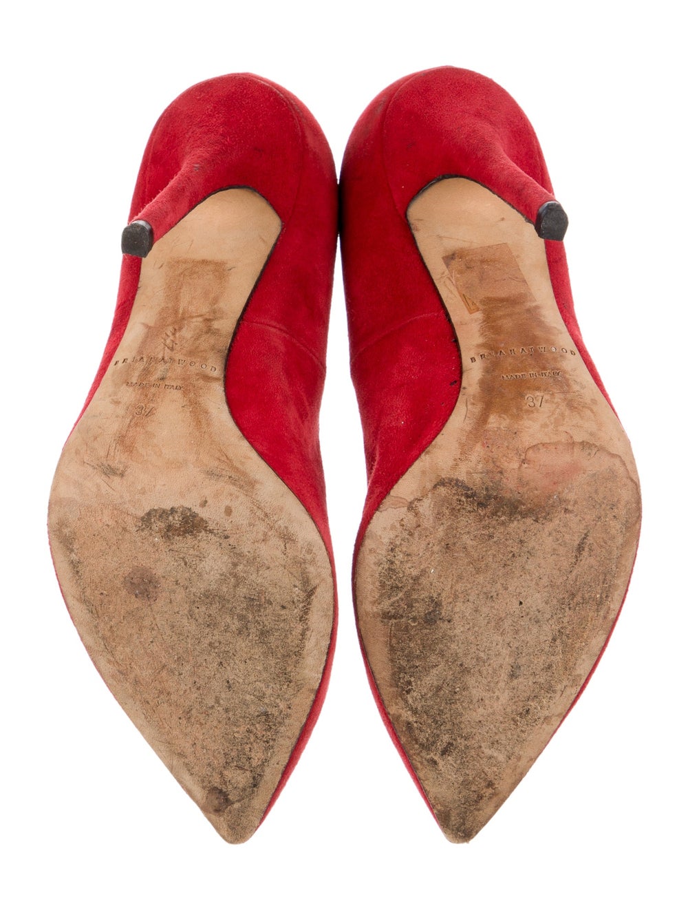 Brian Atwood Suede Pumps Red Pointed-Toes - image 5