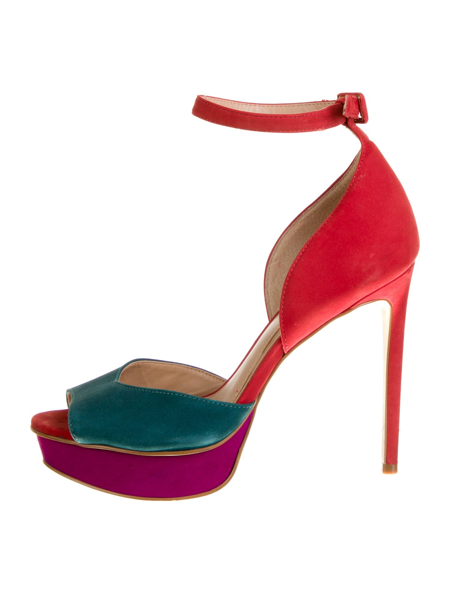 Brian Atwood Suede Colorblock Pattern D'Orsay Pumps