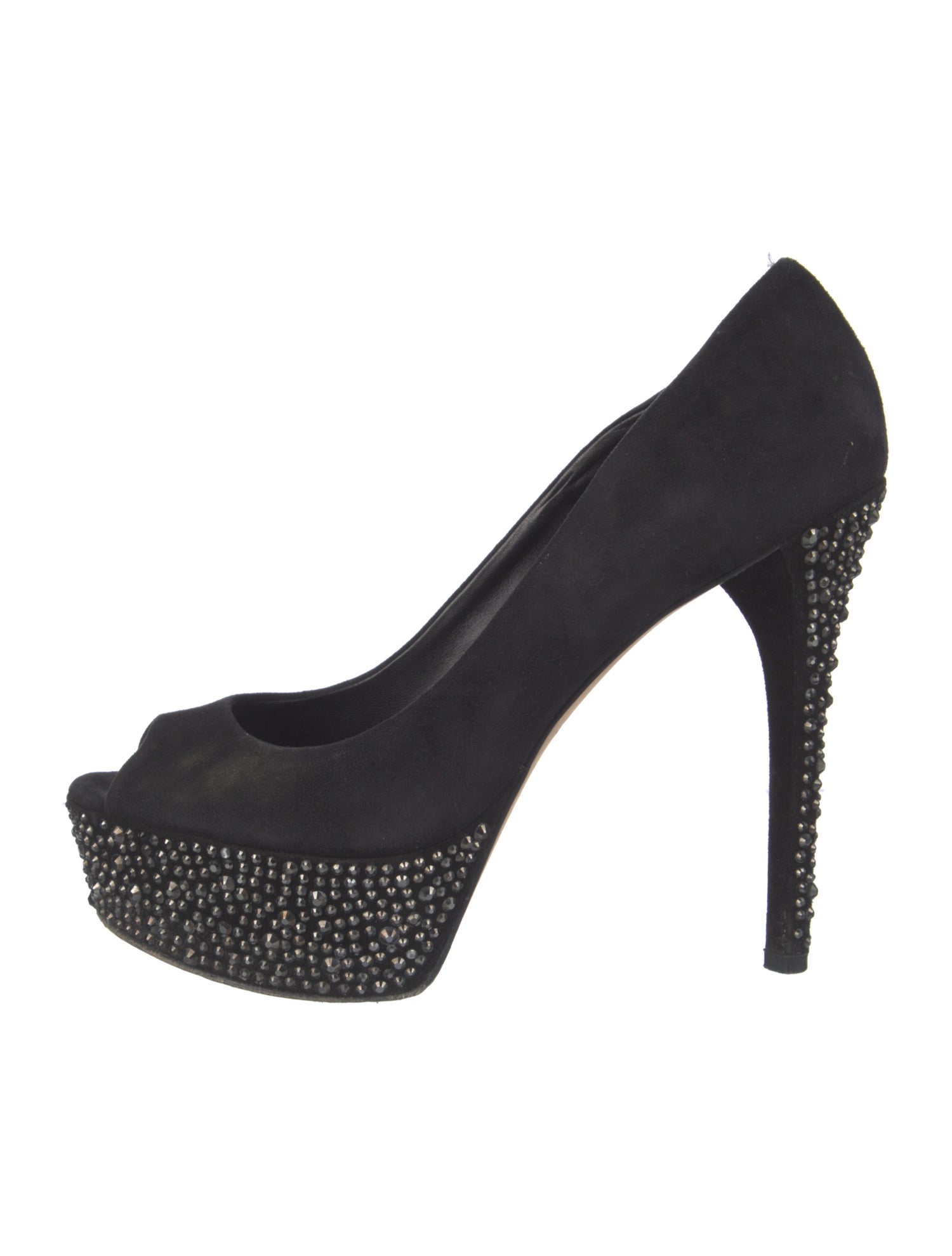 Brian Atwood Suede Crystal Embellishments Pumps