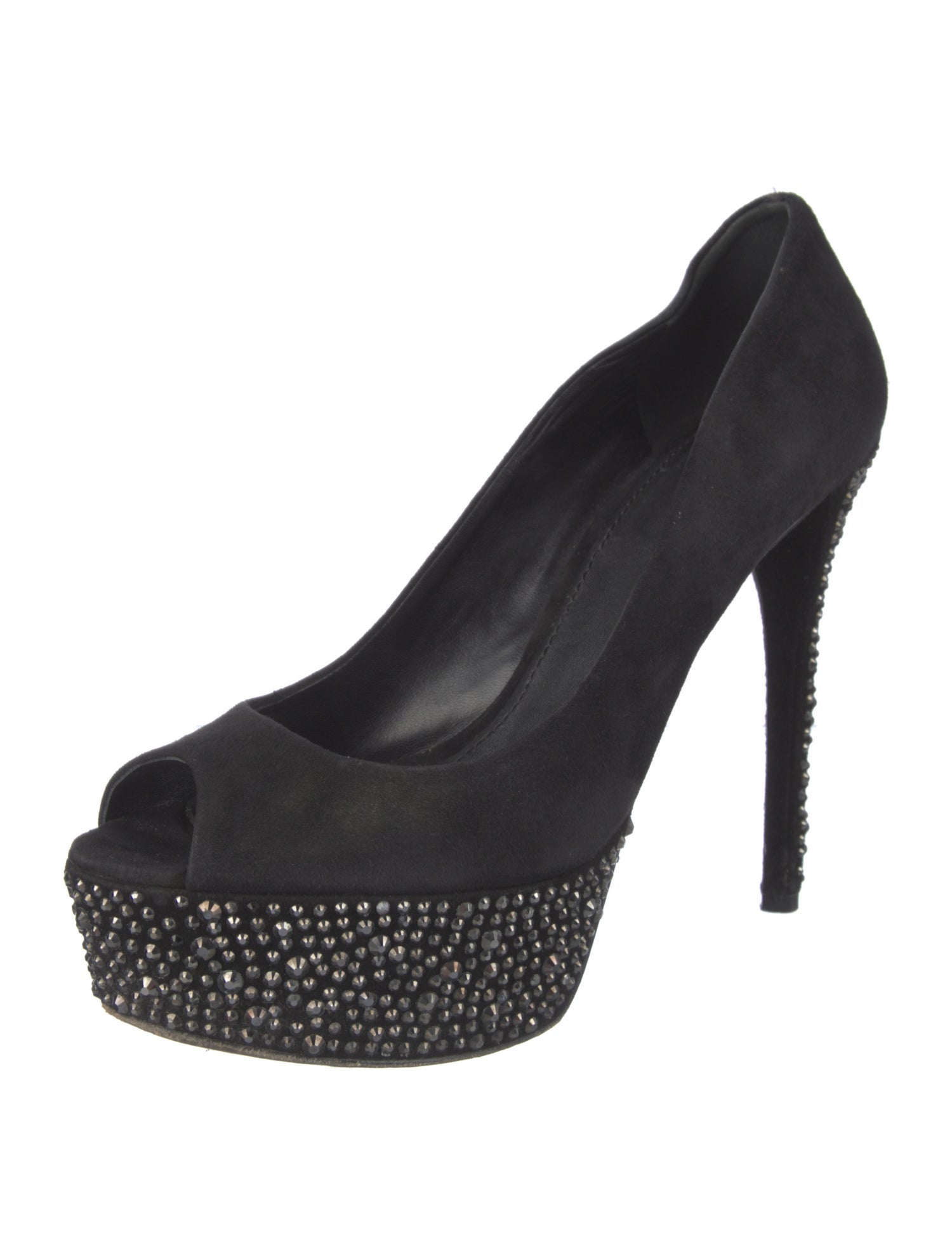 Brian Atwood Suede Crystal Embellishments Pumps