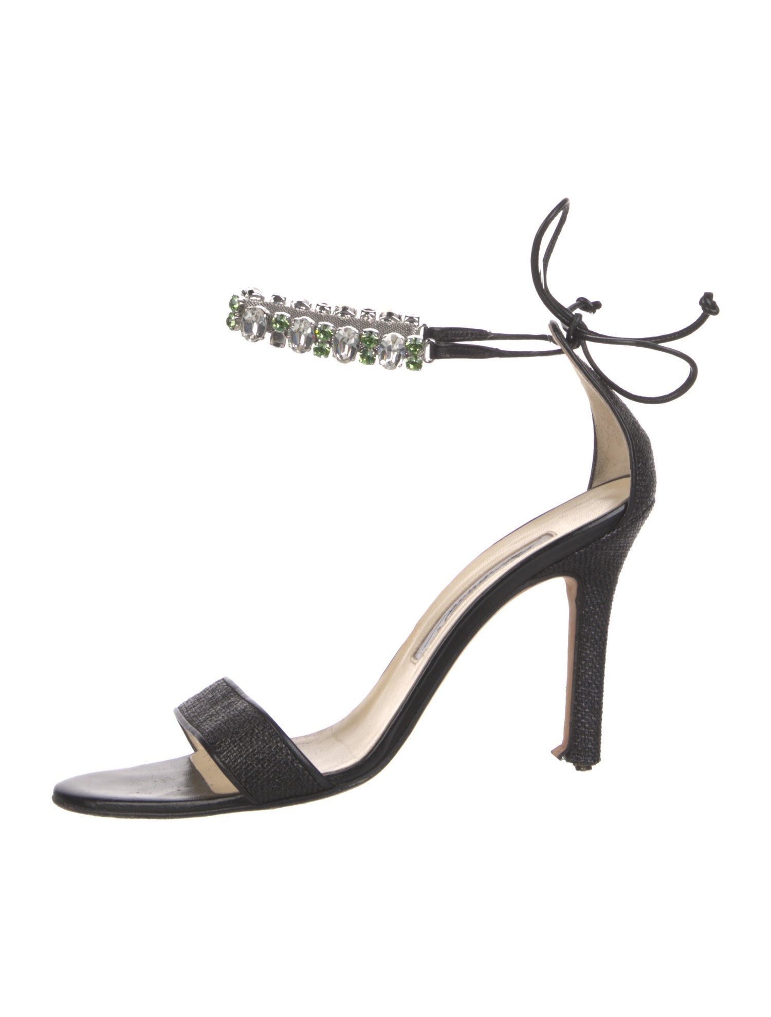 Brian Atwood Leather Crystal Embellishments Sandals