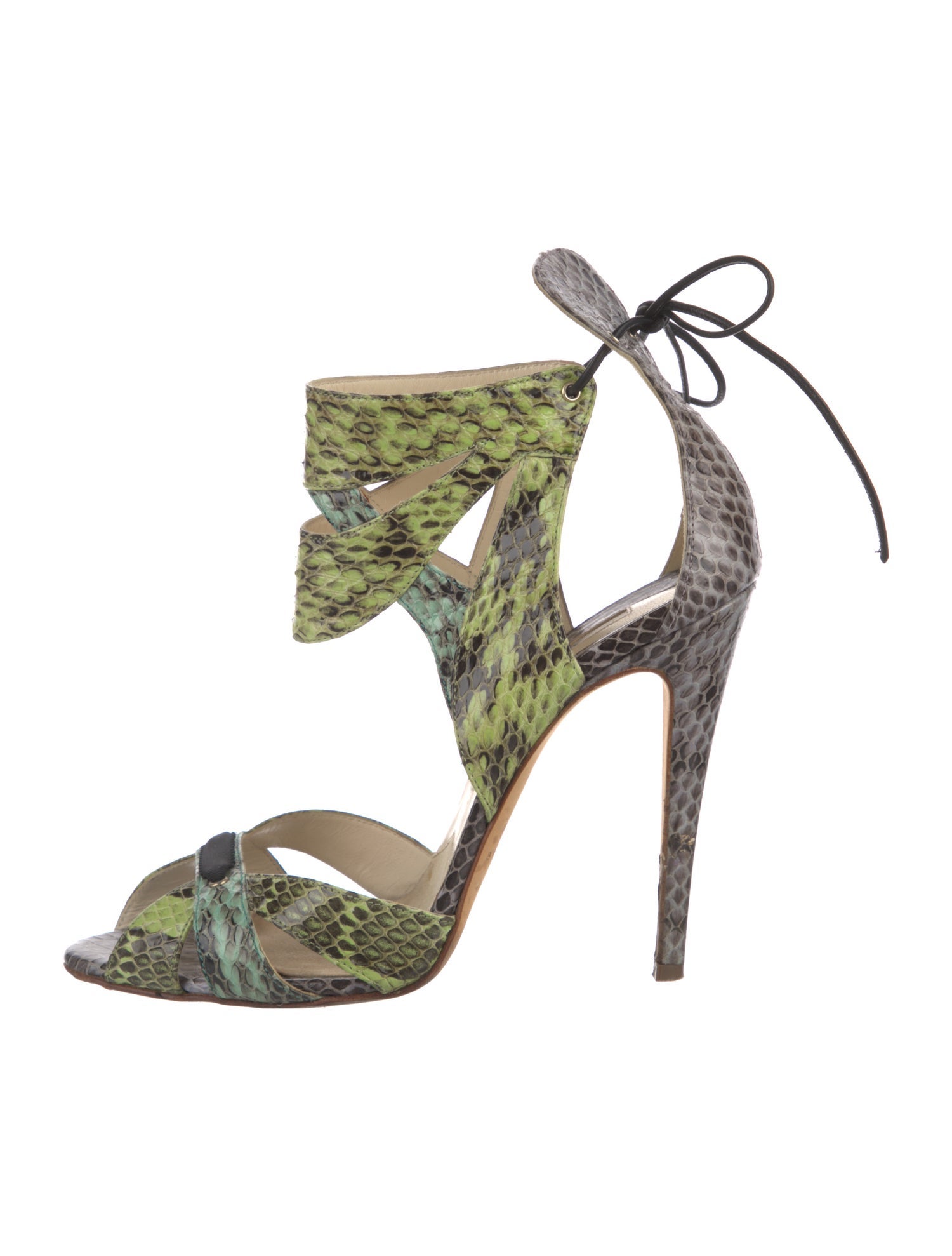 Brian Atwood Snakeskin Animal Print Sandals