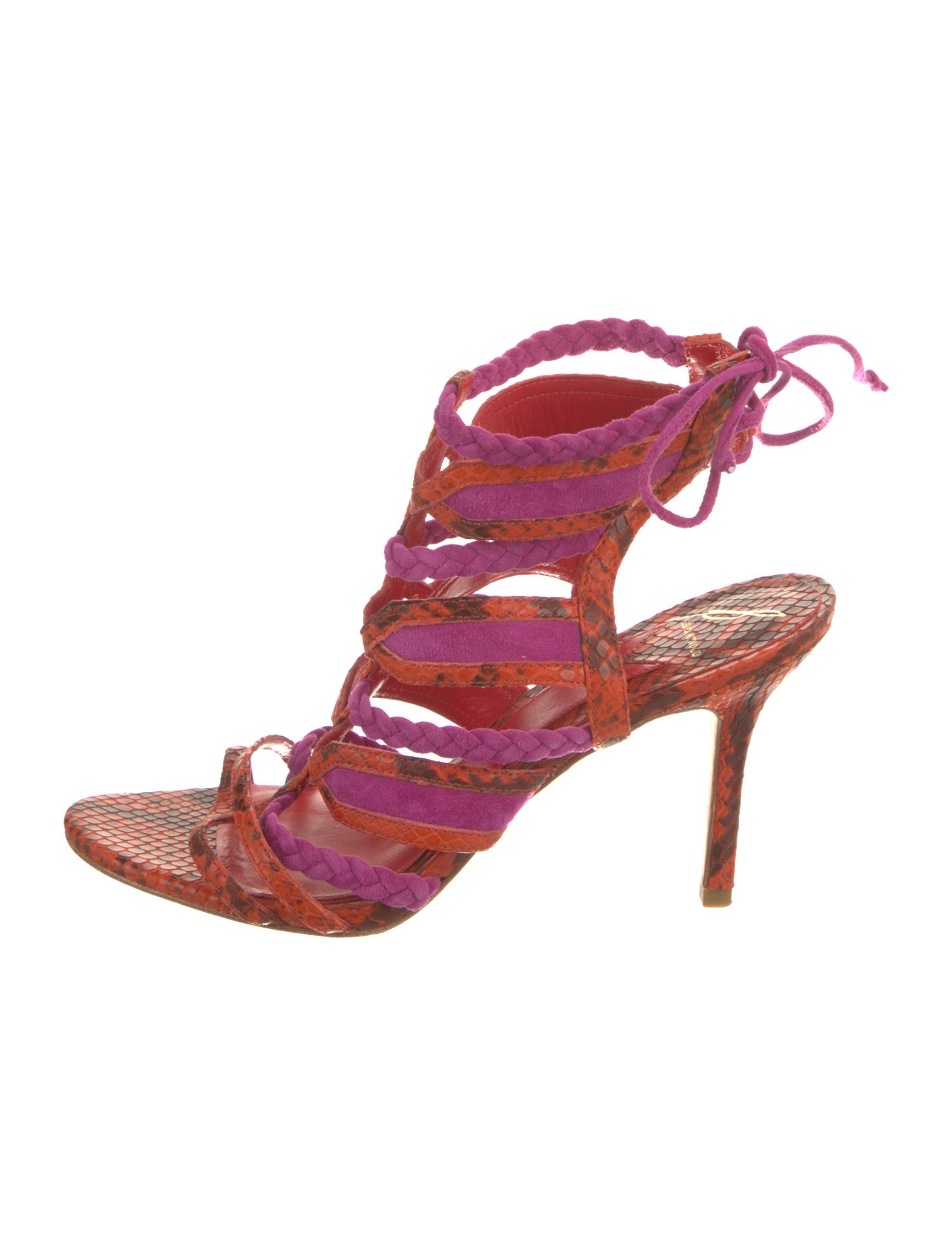 Brian Atwood Leather Animal Print Gladiator Sandals