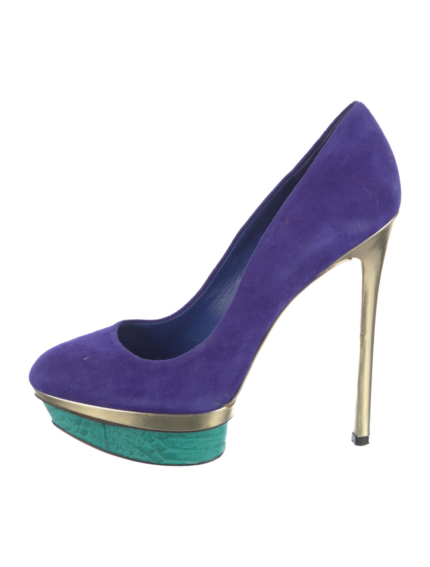 Brian Atwood Suede Colorblock Pattern Pumps