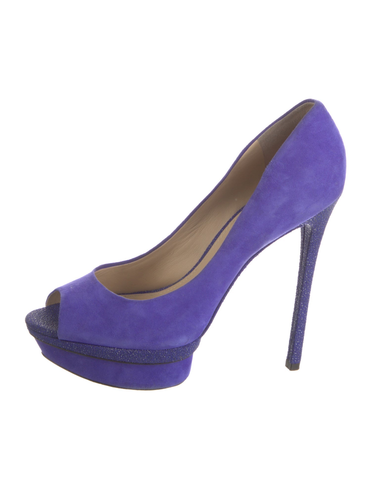 Brian Atwood Suede Glitter Accents Pumps