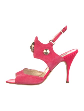 Brian Atwood Suede Studded Accents Slingback Sandals