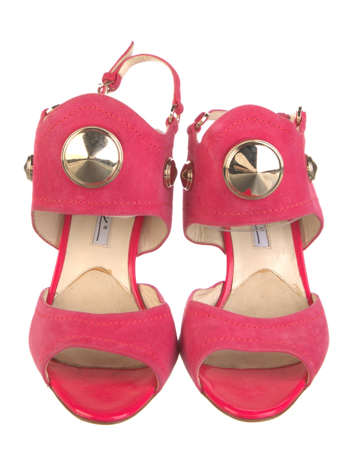 Brian Atwood Suede Studded Accents Slingback Sandals