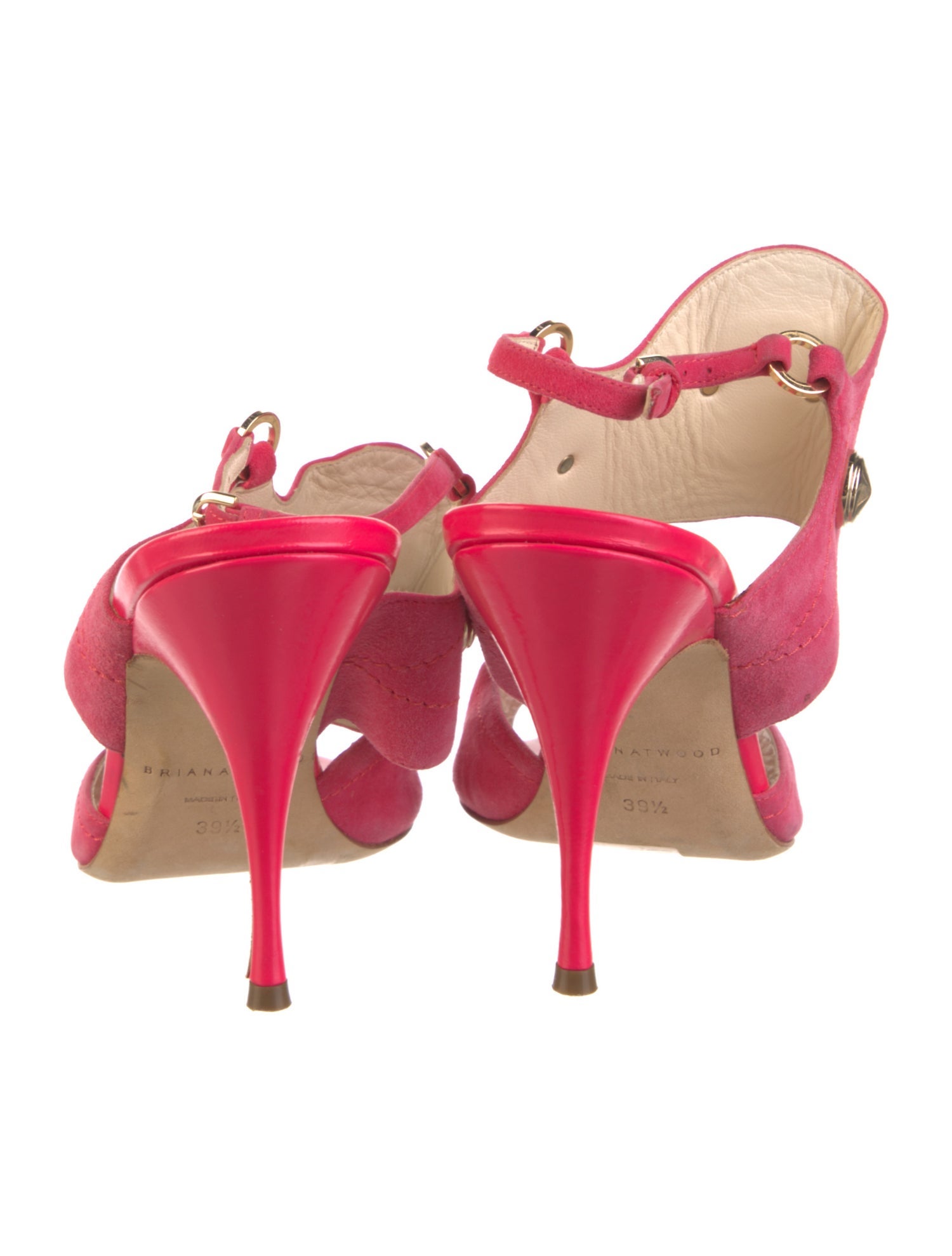 Brian Atwood Suede Studded Accents Slingback Sandals