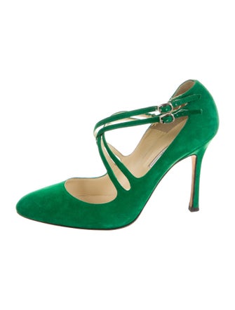 Brian Atwood Suede Leather Trim Embellishment Pumps
