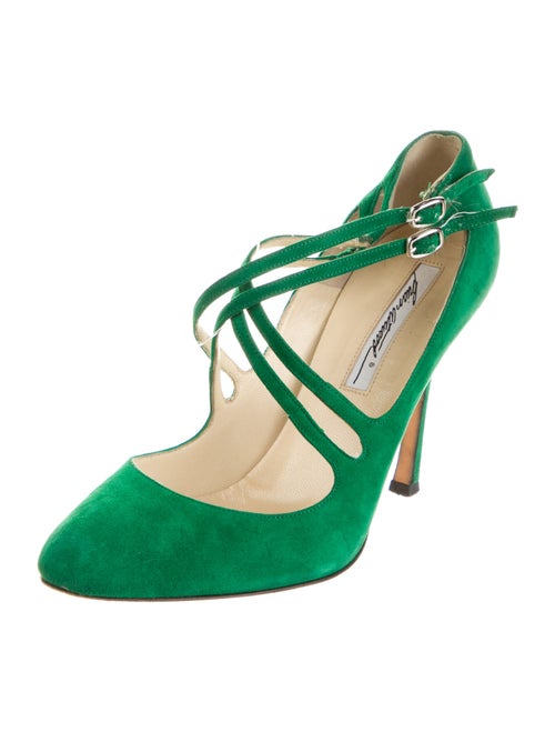 Brian Atwood Suede Leather Trim Embellishment Pumps