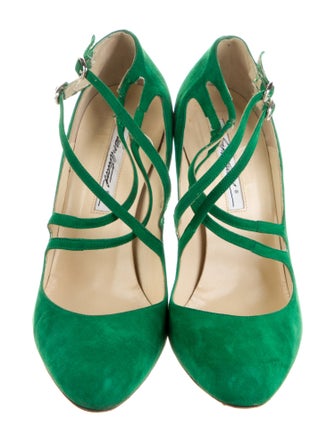 Brian Atwood Suede Leather Trim Embellishment Pumps