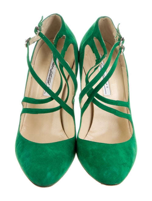 Brian Atwood Suede Leather Trim Embellishment Pumps