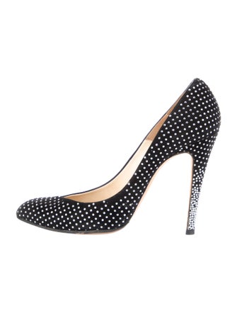 Brian Atwood Suede Polka Dot Print Pumps