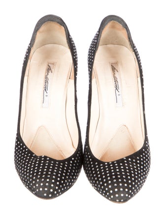 Brian Atwood Suede Polka Dot Print Pumps