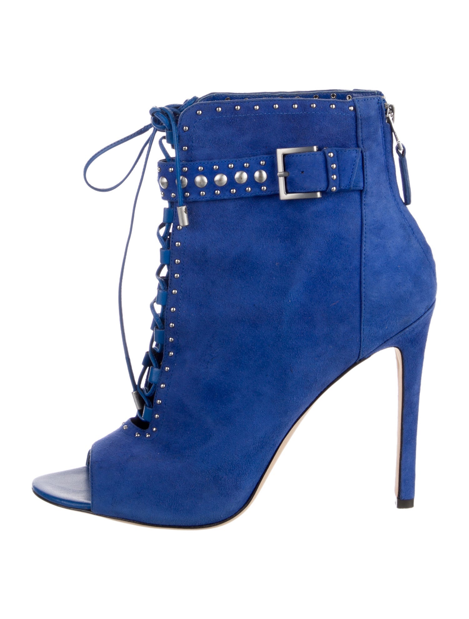 Brian Atwood Suede Studded Accents Lace-Up Boots