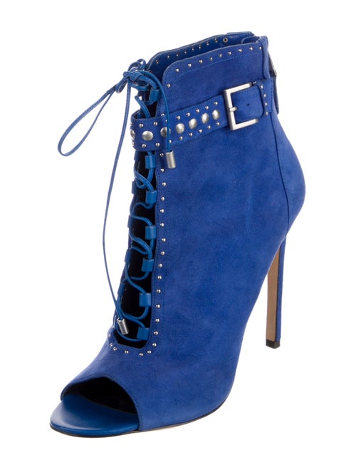 Brian Atwood Suede Studded Accents Lace-Up Boots