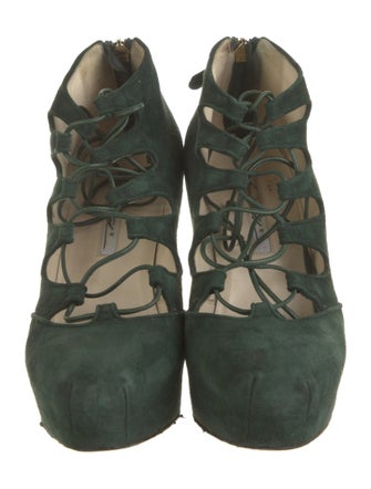 Brian Atwood Suede T-Strap Pumps