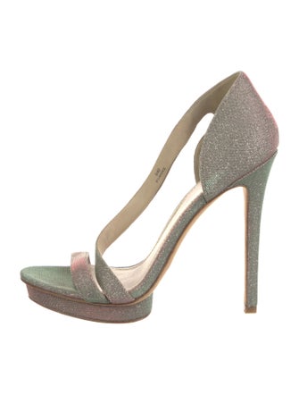 Brian Atwood Glitter Animal Print Sandals