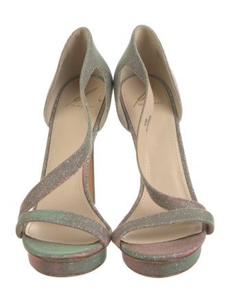 Brian Atwood Glitter Animal Print Sandals