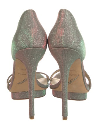 Brian Atwood Glitter Animal Print Sandals