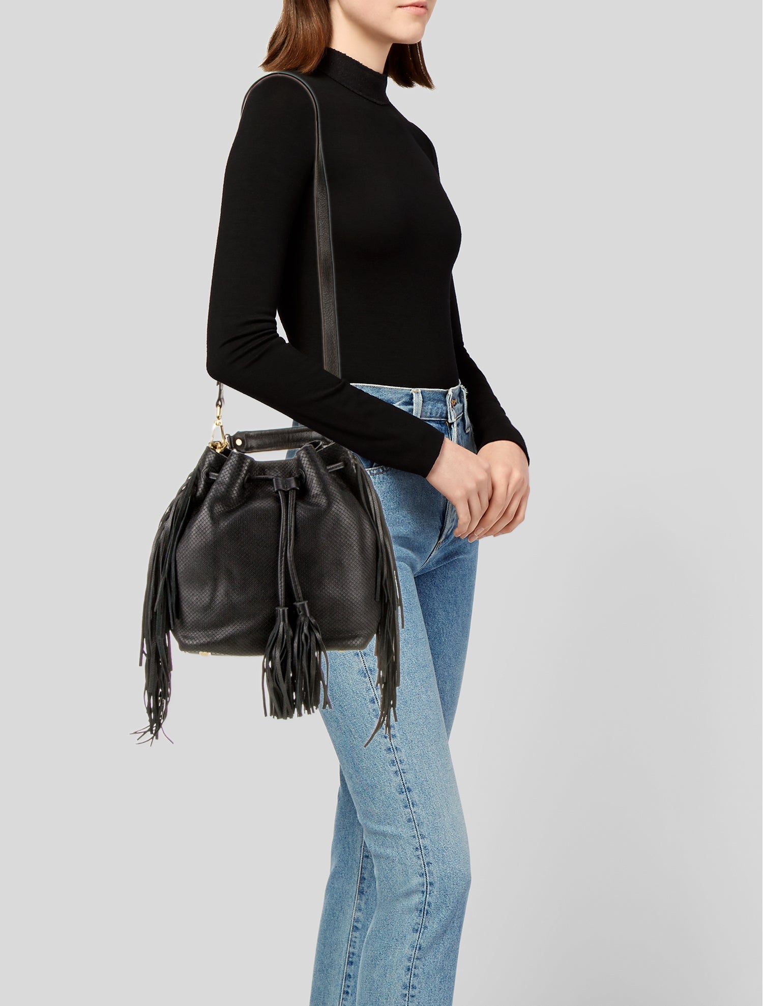 Brian Atwood Snakeskin Bucket Bag