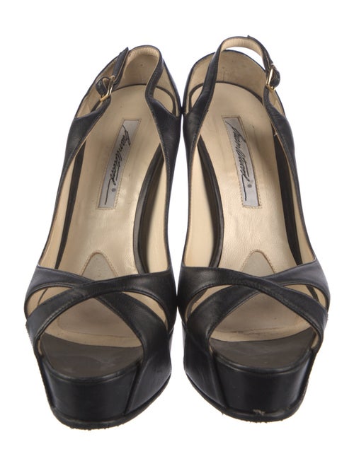 Brian Atwood Leather Printed Slingback Sandals