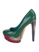 Brian Atwood Patent Leather Colorblock Pattern Pumps