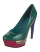 Brian Atwood Patent Leather Colorblock Pattern Pumps