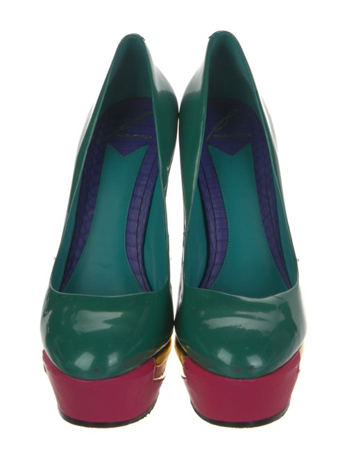 Brian Atwood Patent Leather Colorblock Pattern Pumps