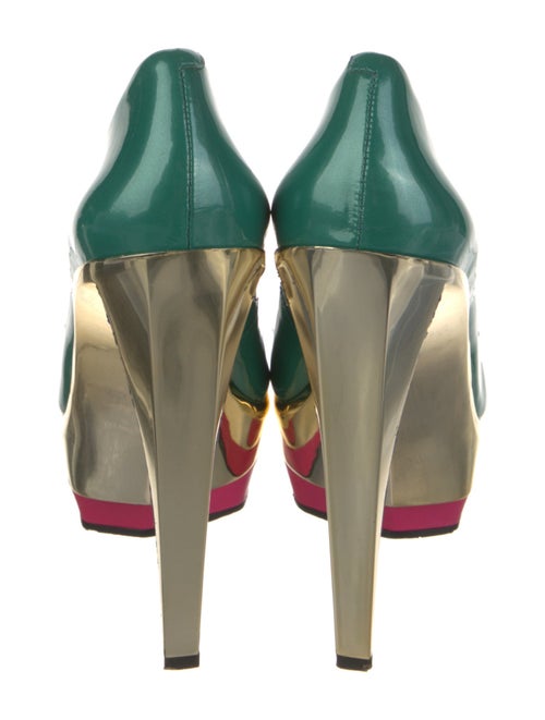 Brian Atwood Patent Leather Colorblock Pattern Pumps