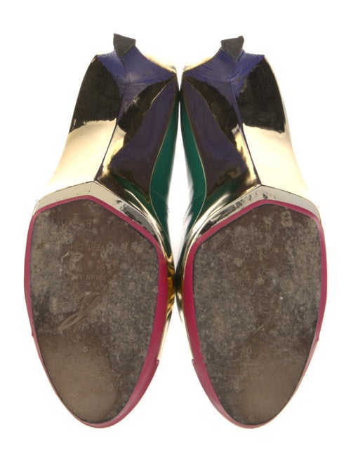 Brian Atwood Patent Leather Colorblock Pattern Pumps