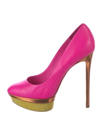 Brian Atwood Embossed Leather Pumps