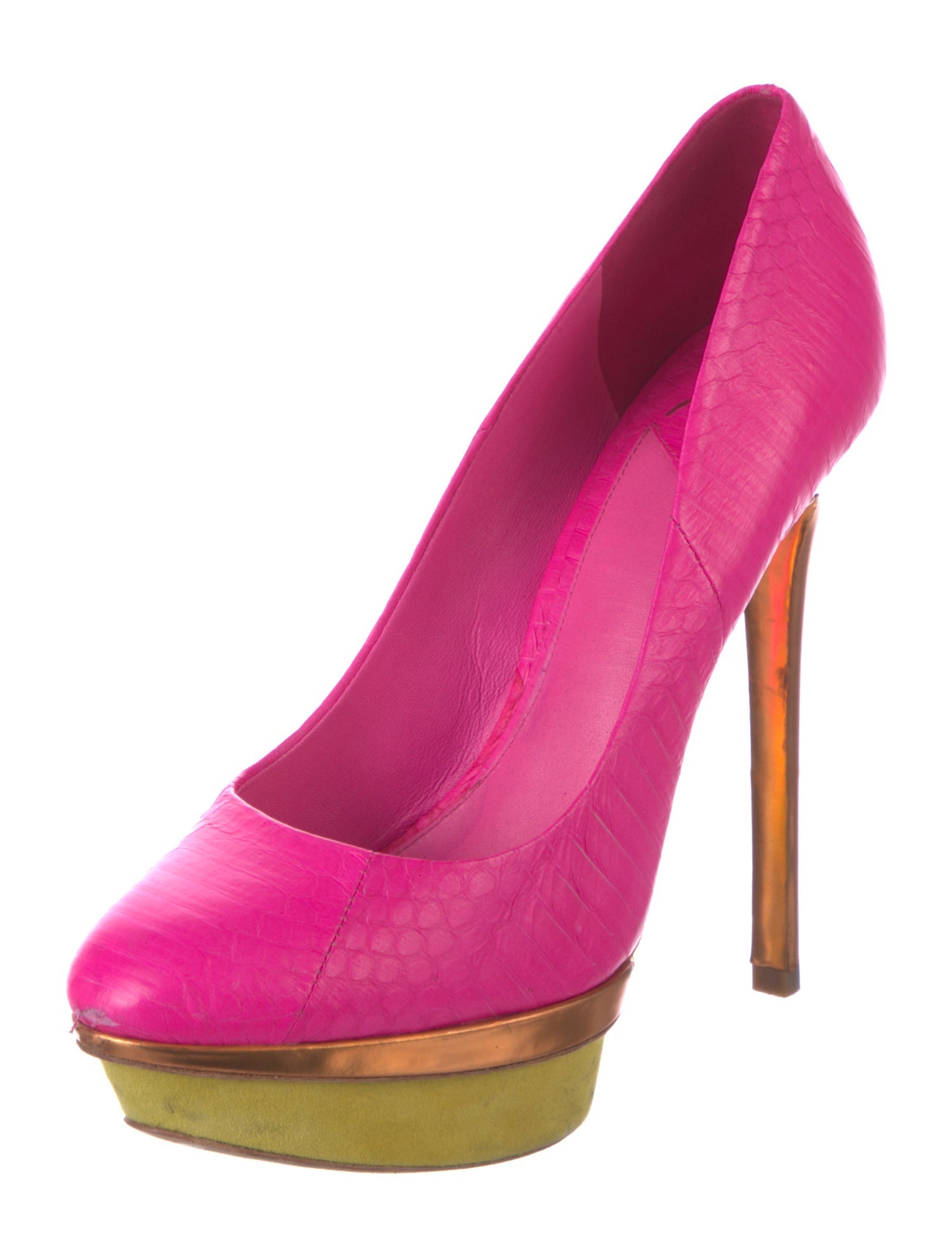 Brian Atwood Embossed Leather Pumps