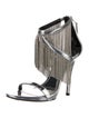 Brian Atwood Patent Leather Fringe Trim Accent Sandals