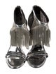Brian Atwood Patent Leather Fringe Trim Accent Sandals