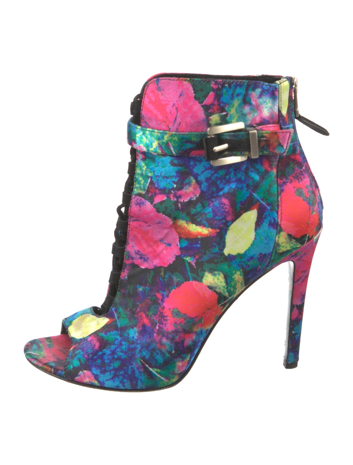 Brian Atwood Satin Printed Lace-Up Boots
