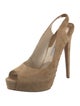 Brian Atwood Suede Studded Accents Slingback Pumps