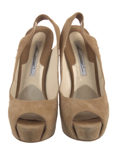 Brian Atwood Suede Studded Accents Slingback Pumps